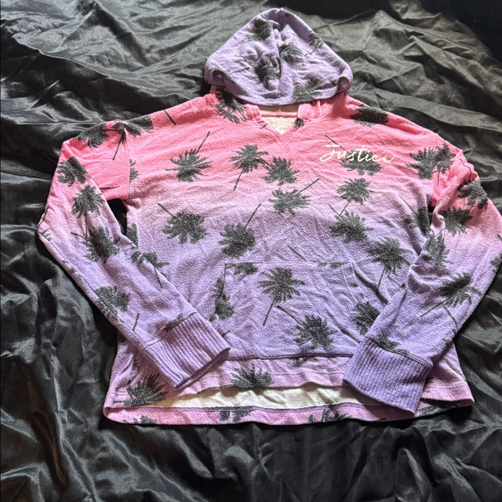 Justice Ombre Pink and Purple Hoodie with Palm Trees